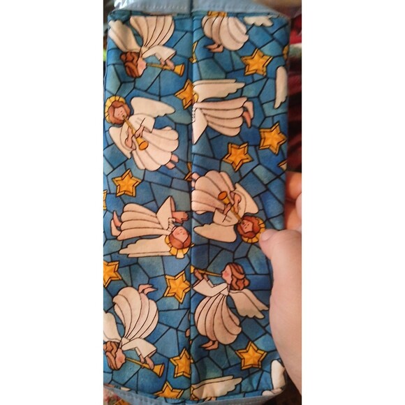 Handmade Quilted Angel Bag Blue 14x10 - Picture 4 of 7